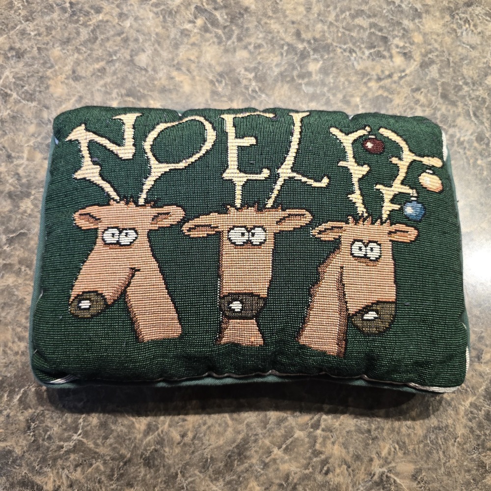 Needlepoint Noel‎ Reindeer Pillow 12"